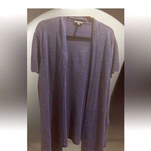Eileen Fisher open Cardigan indigo Blue  , short sleeves 100 % organic Linen